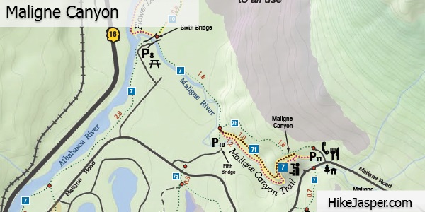 Maligne Canyon Trail Map