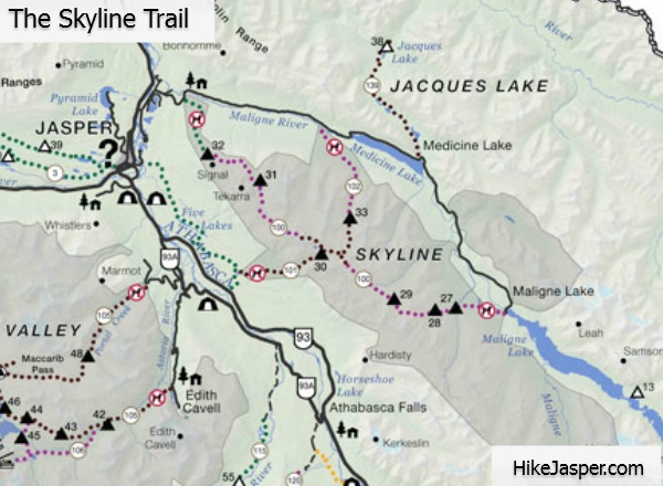 Hike Jasper The Skyline Trail   Skyline Trail Map Jasper 